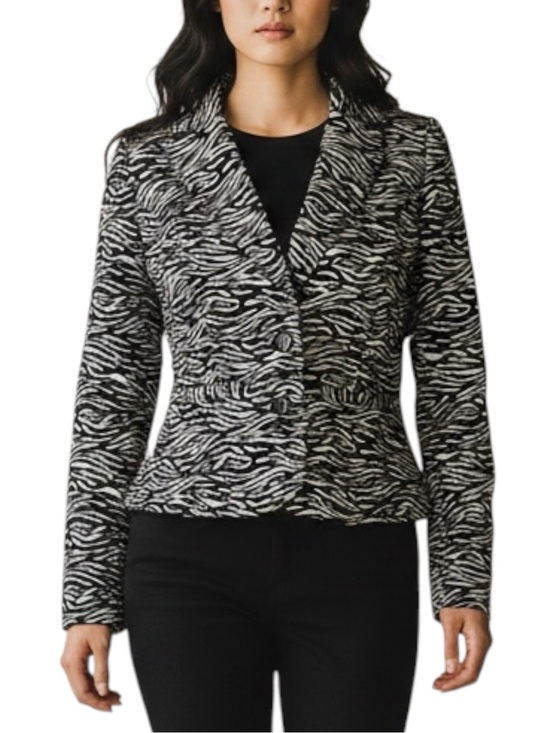 Sandro Jackets & Blazers - Sandro Black Cream Zebra Print Peplum Raincoat Jacket NWOT Size S EuroGirl